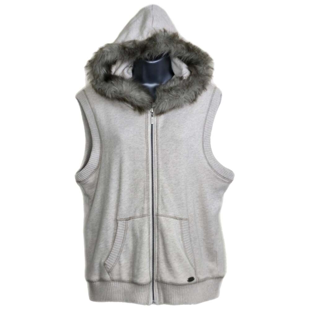 Aéropostale Y2K Indysleaze Sleeveless Hoodie Vest Faux Fur Trim Size XL